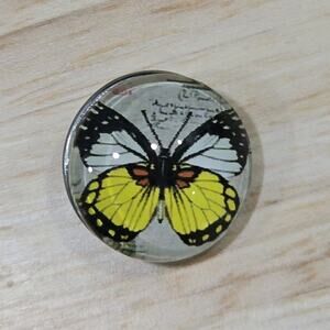 Snap Jewelry Yellow White Retro Butterfly Button Fits Ginger Noosa Accessories